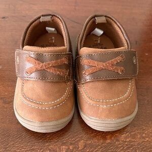 Baby Brown Leather-Look Casual Shoes with Hook-and-Loop Strap size 4m